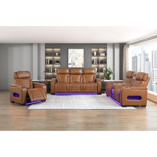 Brown leather power reclining - leather,