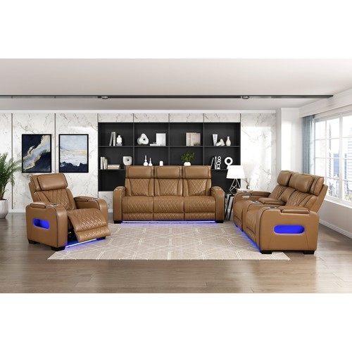 Brown power reclining - sofa, set